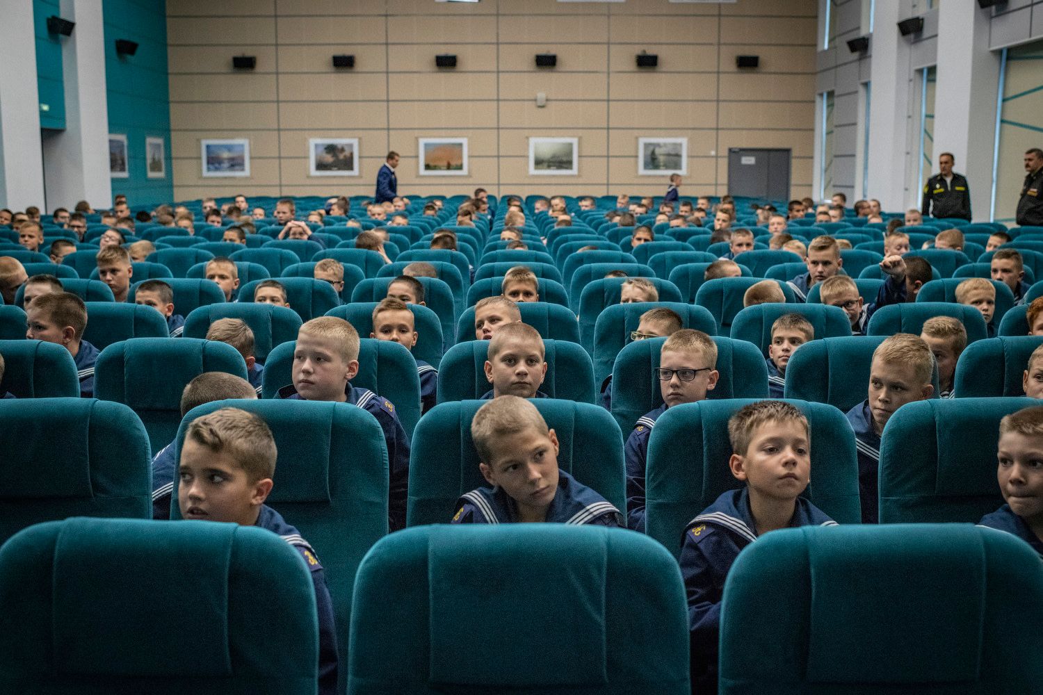 Murmansk, Murmansk Oblast, Russia, September 2018. Around 300 Cadets attend this school, named after the legendary admiral Pavel Nakhimov (1802-55), shot by a sniper at the Siege of Sevastopol. Over the last five years, eight other Nakhimov schools have been established countrywide under the decision of President Putin, who pays great attention to the patriotic education of the new generation.